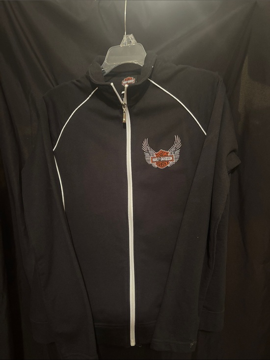 Harley-Davidson Jackets & Blazers - Harley-Davidson Black Jacket with White Trim and Orange Logo